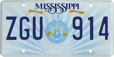 MS license plate ZGU914