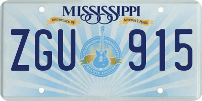 MS license plate ZGU915