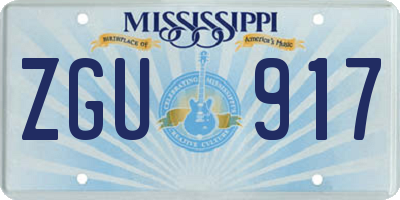 MS license plate ZGU917
