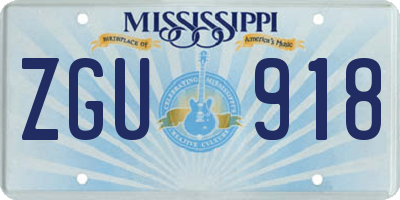 MS license plate ZGU918