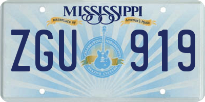 MS license plate ZGU919