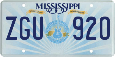 MS license plate ZGU920