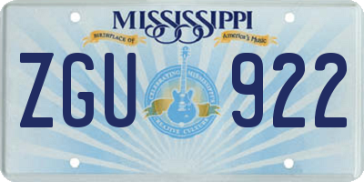 MS license plate ZGU922