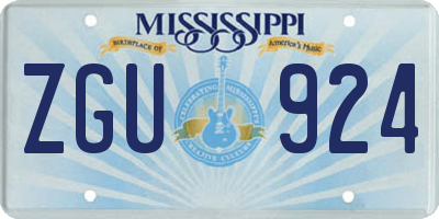 MS license plate ZGU924
