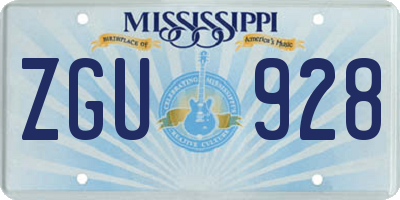 MS license plate ZGU928