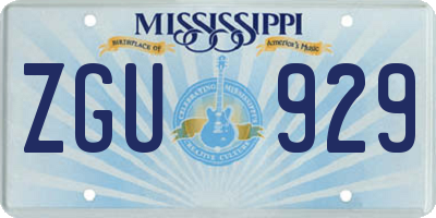 MS license plate ZGU929