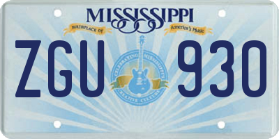 MS license plate ZGU930