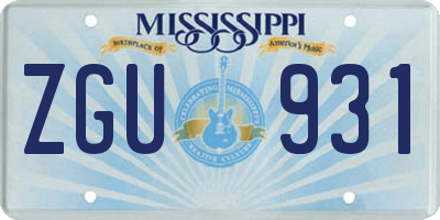 MS license plate ZGU931