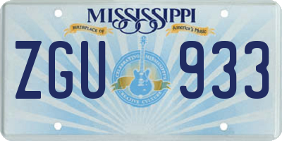 MS license plate ZGU933