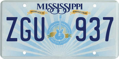 MS license plate ZGU937