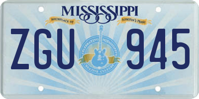 MS license plate ZGU945