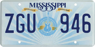 MS license plate ZGU946