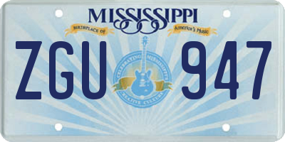 MS license plate ZGU947