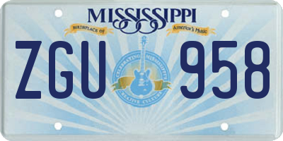 MS license plate ZGU958