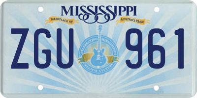 MS license plate ZGU961