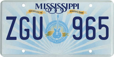 MS license plate ZGU965