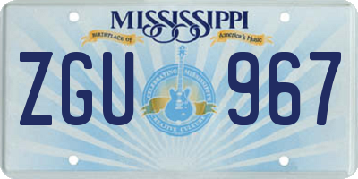 MS license plate ZGU967