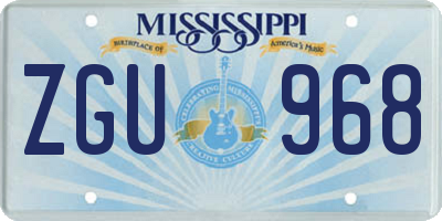 MS license plate ZGU968