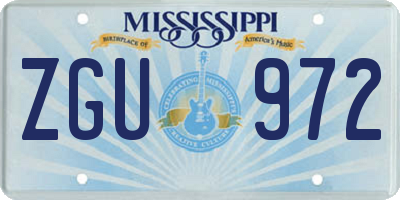 MS license plate ZGU972