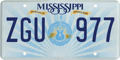 MS license plate ZGU977
