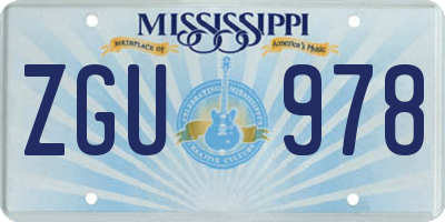 MS license plate ZGU978
