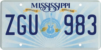 MS license plate ZGU983