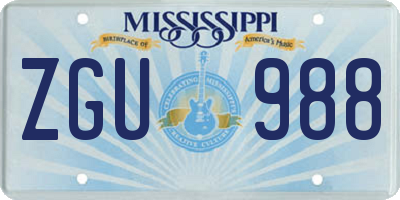 MS license plate ZGU988