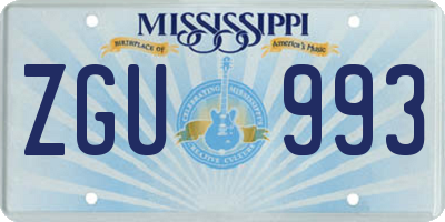 MS license plate ZGU993