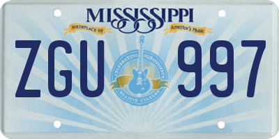 MS license plate ZGU997