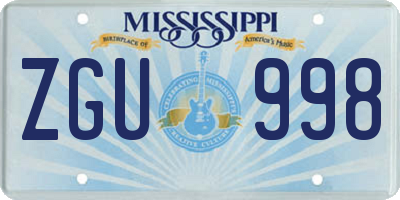 MS license plate ZGU998