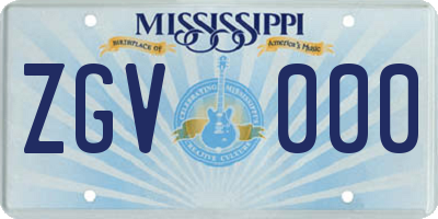 MS license plate ZGV000
