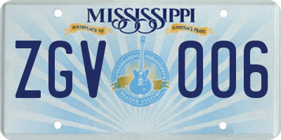 MS license plate ZGV006