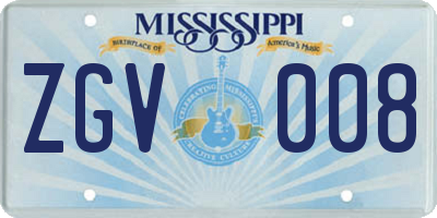 MS license plate ZGV008