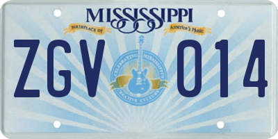 MS license plate ZGV014