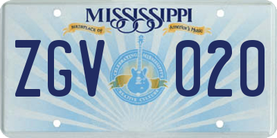 MS license plate ZGV020