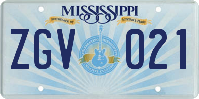 MS license plate ZGV021