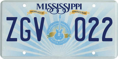 MS license plate ZGV022