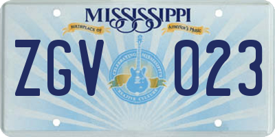 MS license plate ZGV023