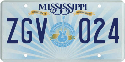 MS license plate ZGV024