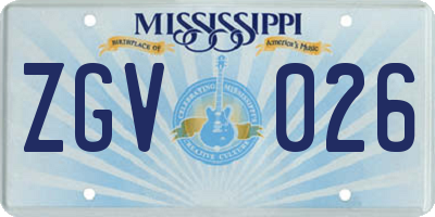 MS license plate ZGV026
