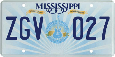 MS license plate ZGV027