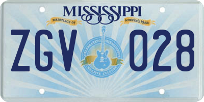 MS license plate ZGV028
