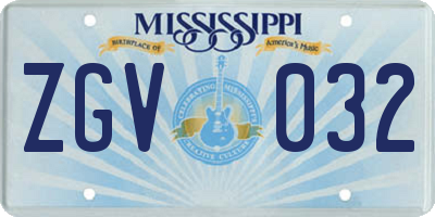 MS license plate ZGV032