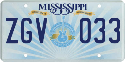 MS license plate ZGV033