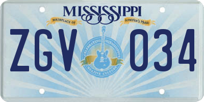 MS license plate ZGV034