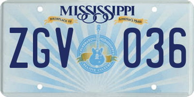 MS license plate ZGV036
