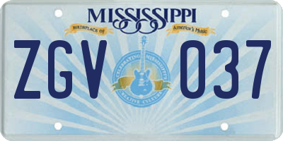 MS license plate ZGV037