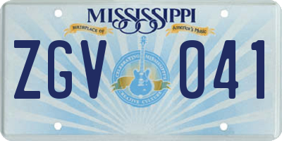MS license plate ZGV041