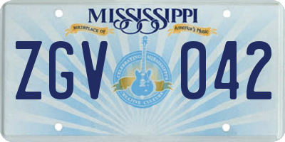 MS license plate ZGV042