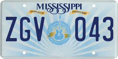 MS license plate ZGV043
